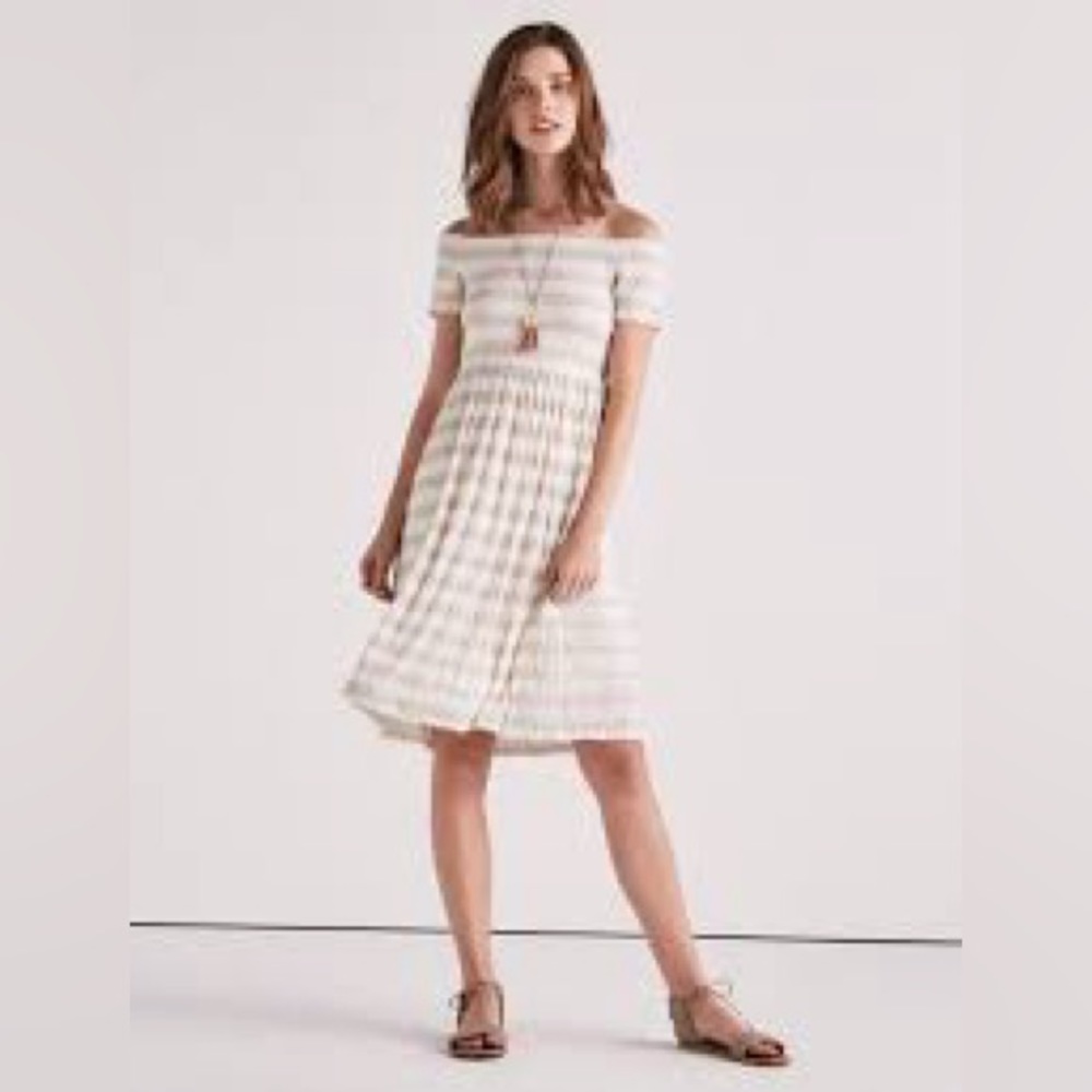 NWT Lucky Brand Striped Smocked Dress